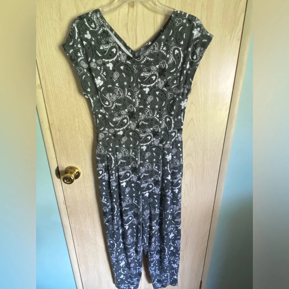 🖤 Disney Pants Jumpsuit Romper One Piece Subtle Mickey Mouse Sz Small